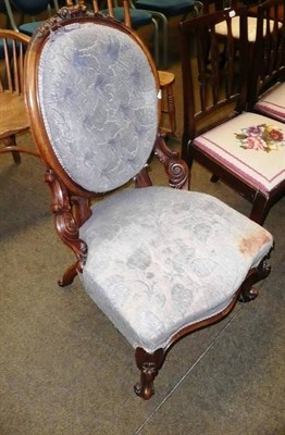 Lot 767 - Victorian walnut framed nursing chair