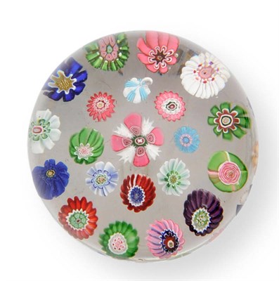 Lot 12 - A Clichy Millefiori Paperweight, circa 1850, the ground centred by a four-petalled flower...
