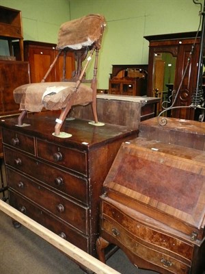 Lot 807 - 19th century four height chest of draws, a walnut bureau and a nursing chair