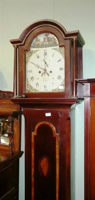 Lot 824 - Eight day mahogany inlaid longcase clock