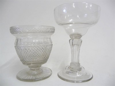 Lot 17 - A Sweetmeat Glass, circa 1750, the ogee bowl on an hollow octagonal panelled stem and domed...