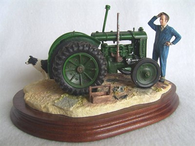 Lot 1004 - Border Fine Arts Tractor 'Won't Start', model no. BO299 by Ray Ayres, 12.1cm high on wood base with