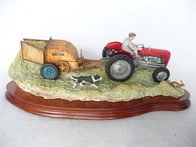 Lot 1014 - Border Fine Arts Massey Ferguson Tractor and Wuffler 'Hay Turning', model No JH110 by Ray...