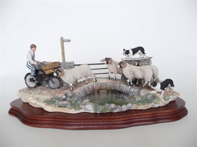 Lot 1030 - Border Fine Arts Butcher's delivery boy and sheep on bridge 'No Way Through', model No. BO500...