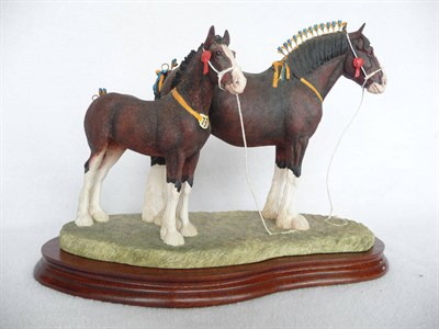 Lot 1042 - Border Fine Arts 'Champion Shire Mare and Foal', model No. BO334A by Anne wall (standard...