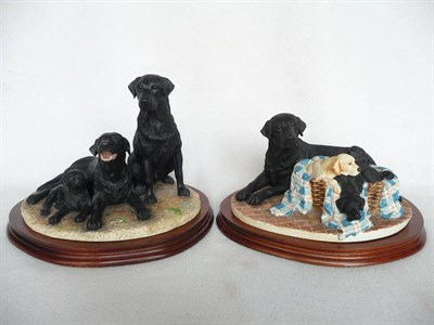 Lot 1047 - Border Fine Arts 'Labrador Family' black, model No. BO730B, Ltd. edition No. 394/950, 20.3cm...