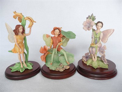 Lot 1058 - Three Border Fine Arts Flower Fairies, all style one models, 'Nasturtium', model No. CF7; 'Mallow'