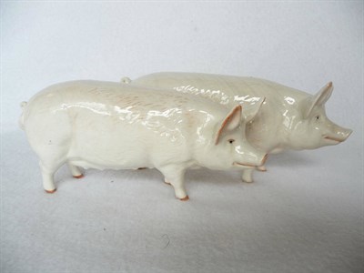 Lot 1076 - Beswick Boar Ch. 'Wall Champion Boy 53rd', model No. 1453A, 7cm high and Beswick Sow Ch. 'Wall...