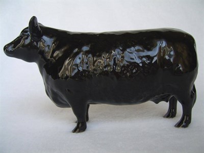 Lot 1080 - Beswick Aberdeen Angus Cow, model No. 1563, black gloss, 10.8cm high