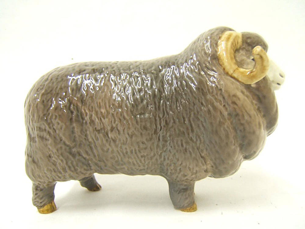 Lot 1093 - A Beswick Merino Ram, model No. 1917, issued 1964 to 1967, grey with cream horns and white...