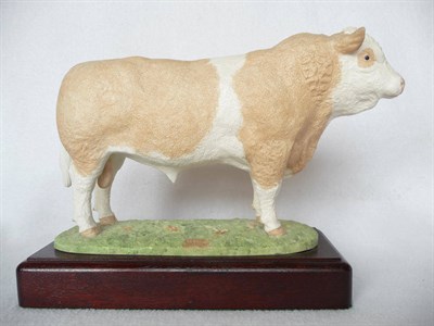 Lot 1106 - A Shebeg Pottery Simmental Bull, modelled by John Harper, Ltd. edition No. 36/100, cream and white