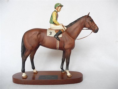 Lot 1121 - Beswick Racehorse and Jockey 'Nijinsky with Lester Piggott up', model No. 2352, bay horse,...