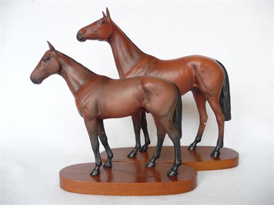 Lot 1122 - Two Beswick Racehorses, 'Red Rum', model No. 2510, bay matt, 30.5cm high on wood base (ear...