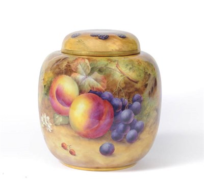 Lot 30 - A Royal Worcester Porcelain Fruit Painted Jar and Cover, Horace Price, circa 1938, the domed...