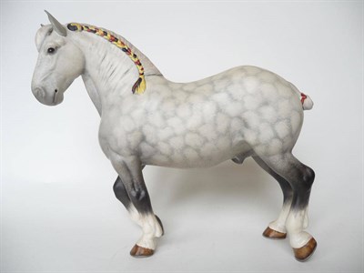 Lot 1135 - Beswick Percheron Horse (no harness), model No. 2464, dappled grey matt, 24.7cm high