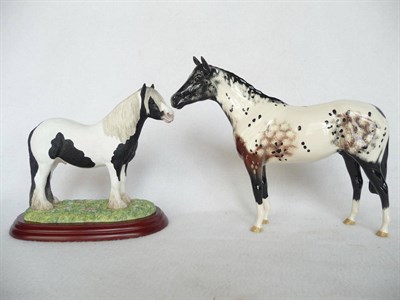 Lot 1140 - Beswick Appaloosa Stallion, model No. 1772, black and white gloss, 20.3cm high and a Border...