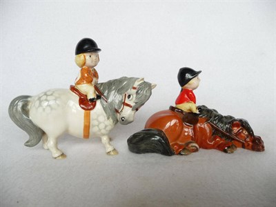 Lot 1144 - Two Beswick Norman Thelwell groups 'An Angel on Horseback', grey pony, model No. 2704A, 11.4cm high