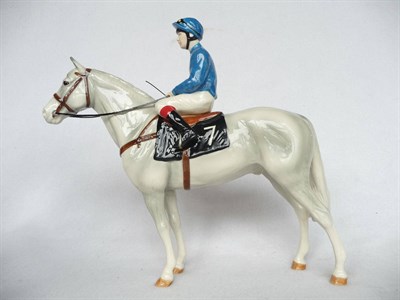 Lot 1147 - John Beswick Racehorse and Jockey, style 2, model No. JBH29 GR, Ltd. edition No. 38/250, grey...