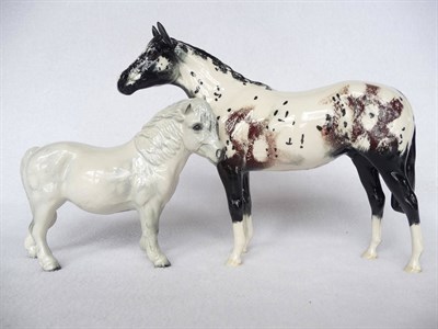 Lot 1151 - Beswick Appaloosa Stallion, model No. 1772 (colourway two), roan and white gloss, 20.3cm high and a