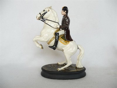 Lot 1156 - Beswick Lipizzaner Horse with Rider, model No. 2467 second version - oval base, white horse, gloss