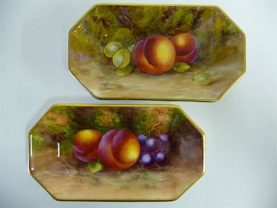 Lot 34 - A Pair of Royal Worcester Porcelain Fruit Painted Octagonal Pin Dishes, Henry Ayrton and C...