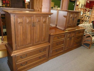 Lot 1190 - Elm sideboard, dressing table with two mirrors, a tallboy and a bedside cabinet