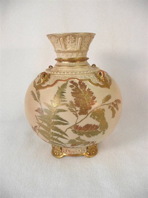 Lot 43 - A Royal Worcester Blush Ivory Porcelain Vase, circa 1895, of Islamic inspiration, the flared...