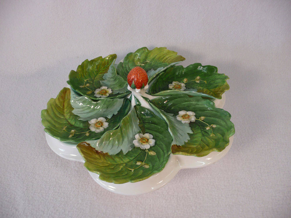 Lot 45 - A Minton Porcelain Strawberry Set, circa 1878, of pedestal hexalobed form, with central...