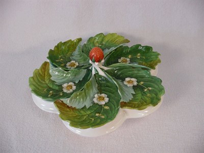 Lot 45 - A Minton Porcelain Strawberry Set, circa 1878, of pedestal hexalobed form, with central...