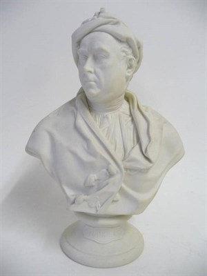 Lot 46 - A J Ridgway, Bates & Co Parian Bust of Handel, after Rouibillac, circa 1870, gazing earnestly...