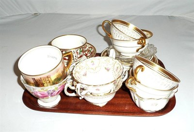 Lot 5 - Various china cups and saucers including Royal Doulton depicting Rochester Castle painted by J...