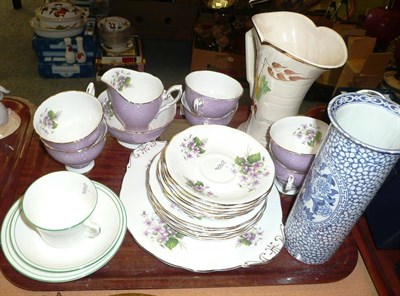 Lot 20 - Royal Standard six piece tea set, Adams vase, Arthur Wood jug, cup, saucer and plate