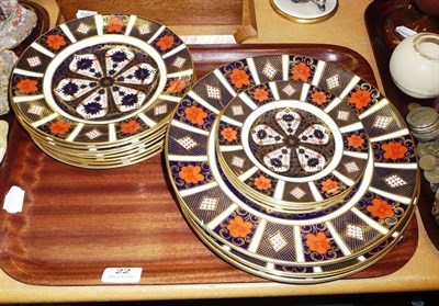 Lot 22 - Royal Crown Derby '1128' pattern: six dinner plates (one a.f.), eight dessert plates and five...