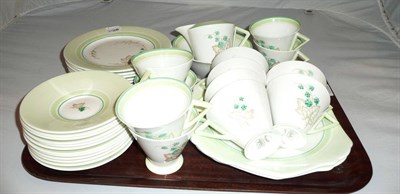 Lot 27 - Art Deco Shelley tea service comprising twelve cups and saucers, twelve side plates, milk jug...