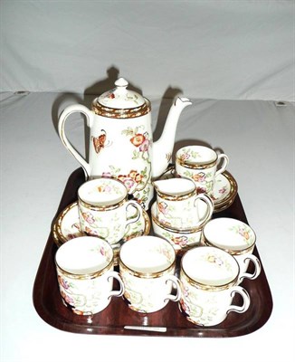 Lot 36 - New Chelsea "Grotto" coffee set comprising six cups and saucers, coffee pot, milk jug and sugar