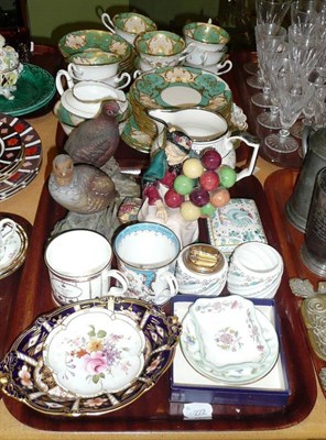 Lot 39 - Two trays including Shelley tea wares, silver lustre jug, cabinet pieces, etc