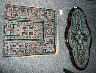 Lot 46 - Shaped beadwork stand with gilt metal mounts and a beadwork panel (2)