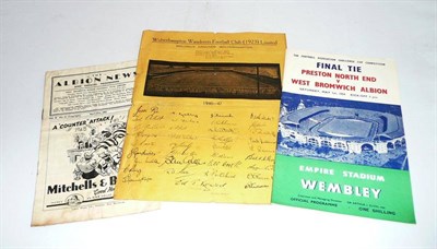 Lot 83 - F.A. Cup Final Programme - Preston North End v West Bromwich Albion 1954, with community song...