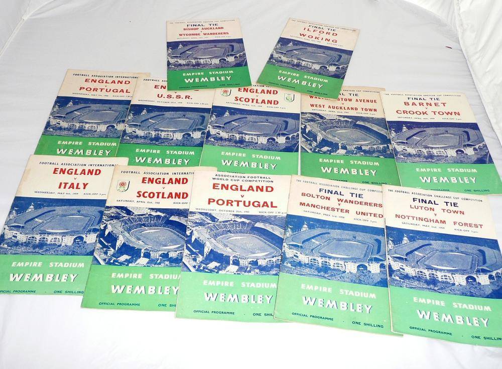 Lot 84 - Thirteen Football Programmes from the Late 1950's and Early 1960's, including two F.A.Cup...