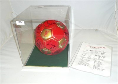 Lot 85 - A Champions of Europe Leather Football Signed by the 2005/06 Liverpool Squad, with printed key...