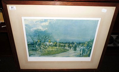 Lot 97 - Lionel Edwards - 'Hunting Countries - The Bramham Moor at Bickerton Bar', colour print, with...