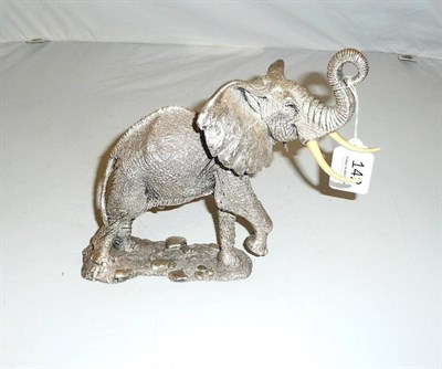 Lot 142 - Loaded silver African elephant