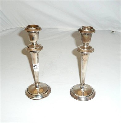 Lot 143 - Pair of Chester silver candlesticks (a.f.)