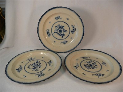 Lot 62 - A Set of Three Pearlware Pottery Floral Shallow Dishes, probably Yorkshire, circa 1790, each shaped