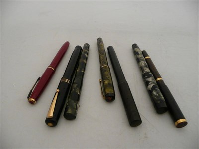 Lot 229 - Seven assorted fountain pens (some with gold nibs)