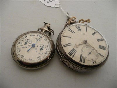 Lot 236 - A silver pocket watch and a pedometer