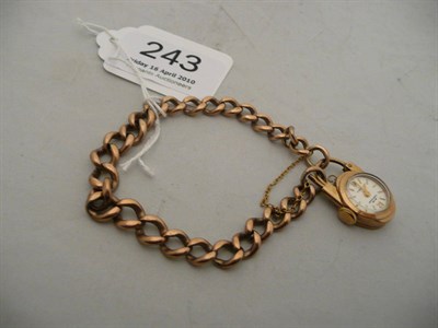 Lot 243 - A curb bracelet hung with a watch