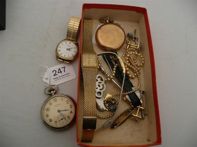 Lot 247 - Miscellaneous pocket wand wristwatches, costume jewellery, etc