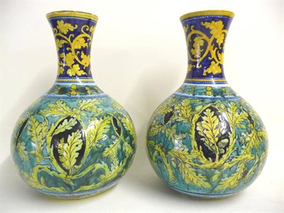 Lot 73 - A Pair of Italian Maiolica Bottle Vases, Cantagalli, circa 1880, decorated in Renaissance...