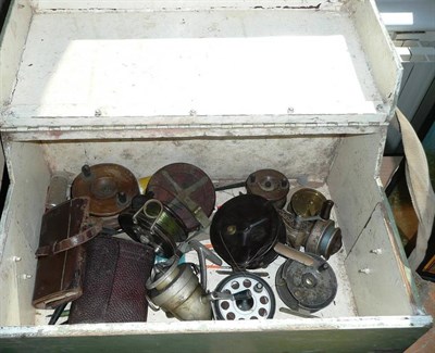 Lot 277 - Ten Mixed Reels, including an Allcocks 2 1/4inch brass crankwind reel, Allcock bakelite...